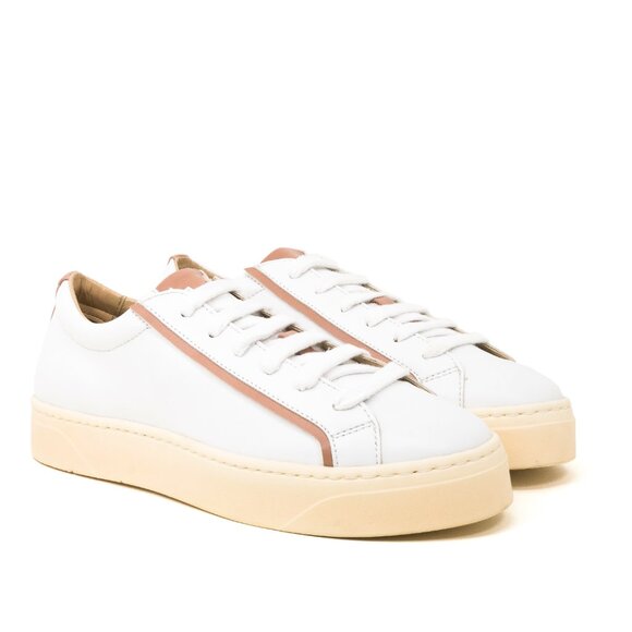 Sylven New York Mel Apple Leather Sneaker - White and Rose Size 41 (US 11) - Picture 5 of 6